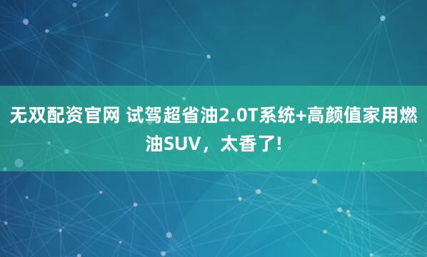 无双配资官网 试驾超省油2.0T系统+高颜值家用燃油SUV，太香了!